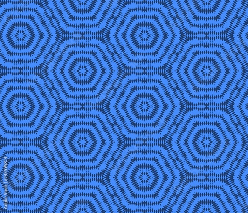 Wallpaper Mural Seamless hexagonal pattern from blue geometrical abstract ornaments on a dark background. Vector illustration. Suitable for fabric, wallpaper and wrapping paper Torontodigital.ca