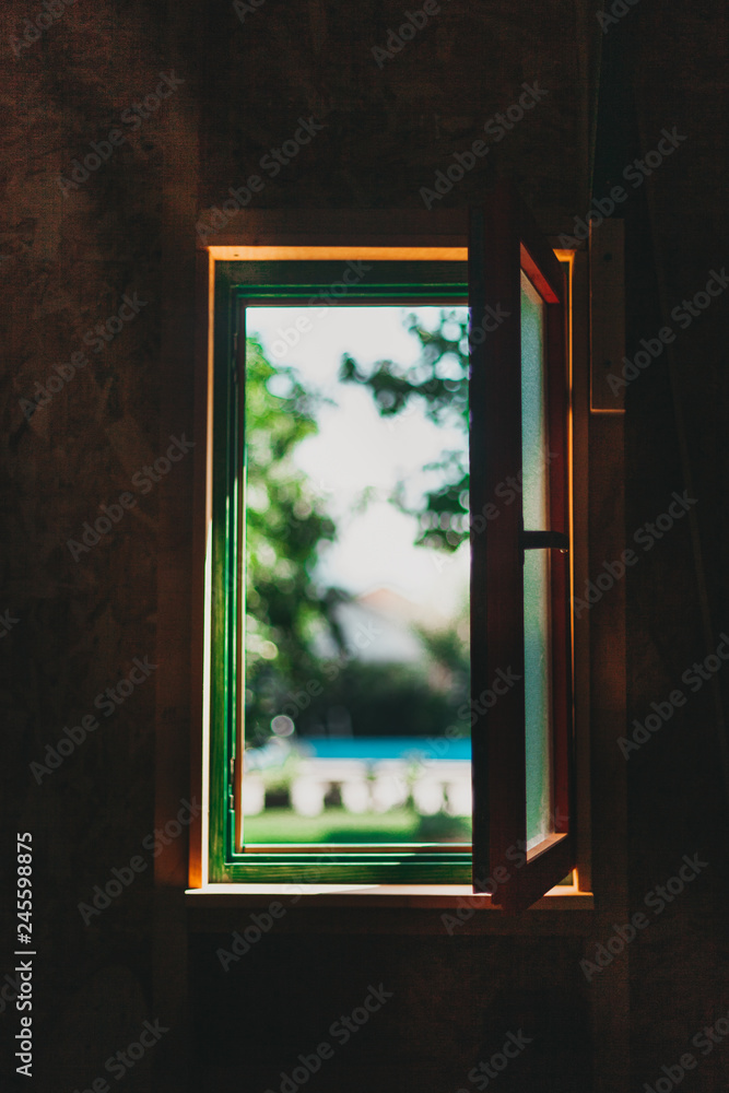 Fototapeta premium Open window in countryside