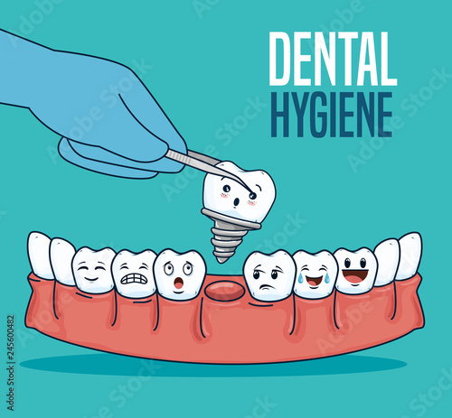 teeth treatment with dental prosthesis and extractor