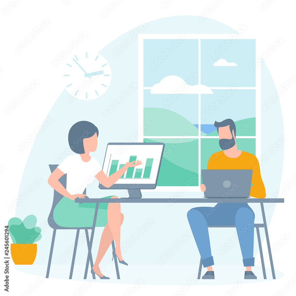Working process flat design illustration Working process flat design illustration