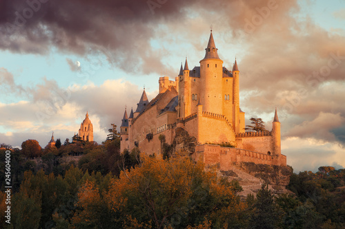 Alcazar of Segovia is a medieval stone fortification, located in the city of Segovia, in the community of Castilla Leon, Spain. photo