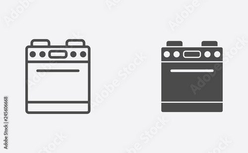 Stove filled and outline vector icon sign symbol