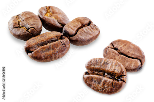 Coffee beans on a white background