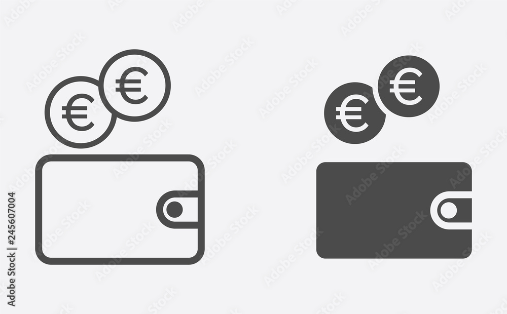 Wallet filled and outline vector icon sign symbol Wallet filled and outline vector icon sign symbol