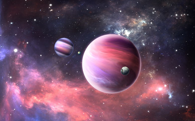 Keuken achterwand Voor hem Exoplaneet met atmosfeer en maan  © Peter Jurik