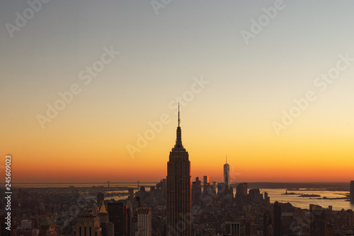 Beautiful sunset at new york city  USA 