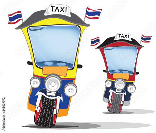 Thai taxi 3 wheel to Say Tuk Tuk, cartoon design