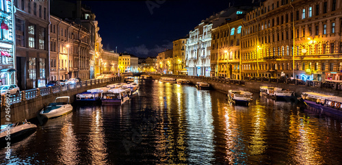 a canal in St. Peterburg, the view at night