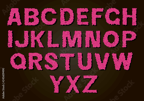 Set of colorful letters. Color vector latin alphabet. Rainbow font color. Color paper applique ABC, negative alphabet poster template Typography Design.