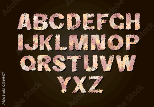 Set of colorful letters. Color vector latin alphabet. Rainbow font color. Color paper applique ABC, negative alphabet poster template Typography Design.