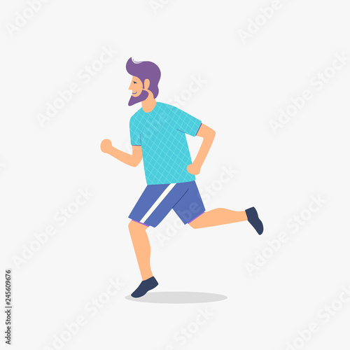 Running man vector trendy illustration.