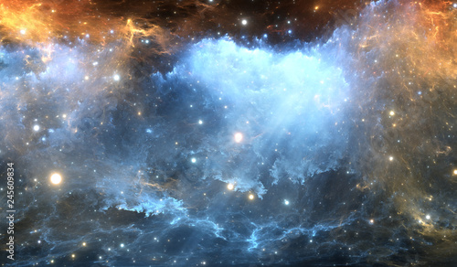 Fototapeta Naklejka Na Ścianę i Meble -  Glowing space nebula and stars in deep space