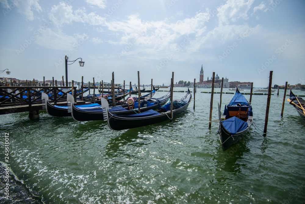 Gondolas at the Piazza San Marco, Venice, Italy