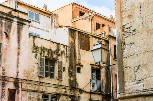 Picturesque, narrow streets of the old city of Bonifacio, Corsica photo