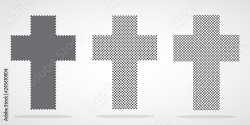 Pixel art design of Christian Cross. Vector illustration.