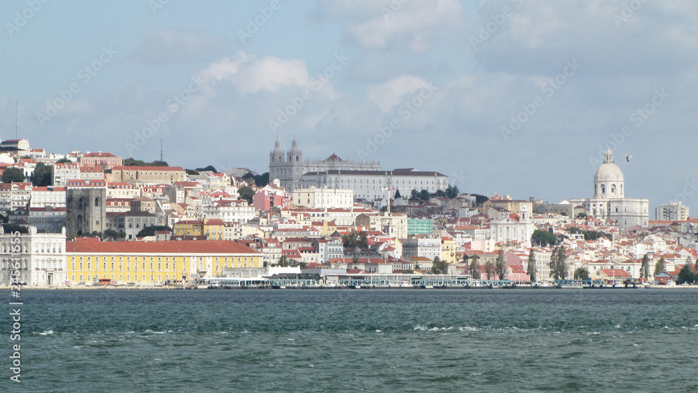 Lisbon; View from the river of  the capital 