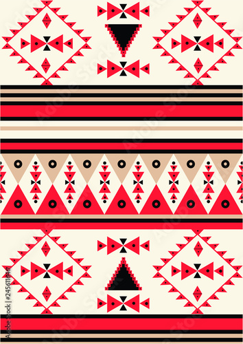 Tribal ethnic pattern background with geometric elements.