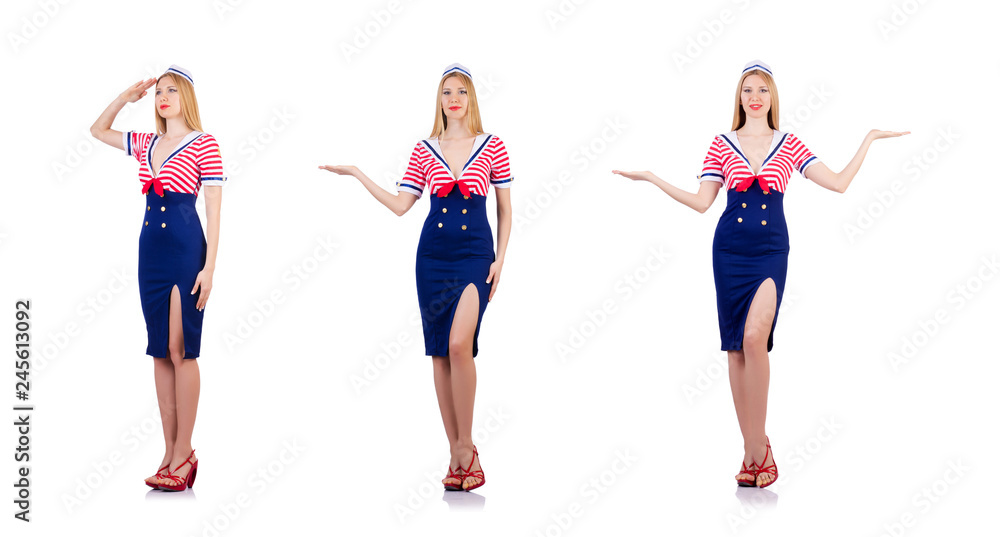 Fototapeta premium Woman in sailor costume - marine concept