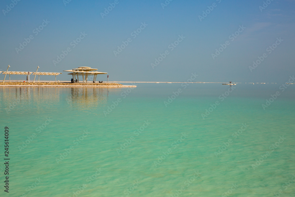 Winter beach of Dead sea