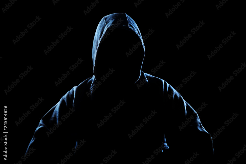 Anonymous silhouette of man in hoodie Stock Photo | Adobe Stock