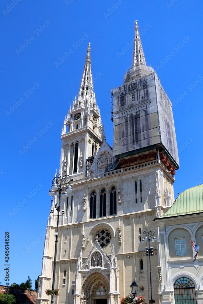 Cathedral of the Assumption of the Blessed Virgin Mary, landmark in Zagreb, Croatia.