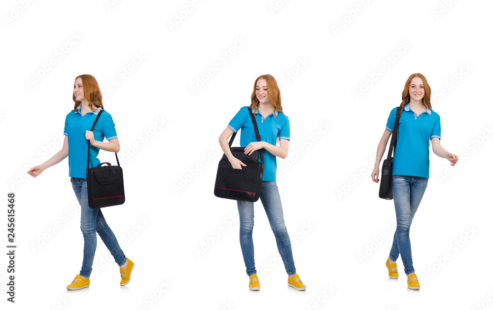 Fototapeta premium Young student isolated on white