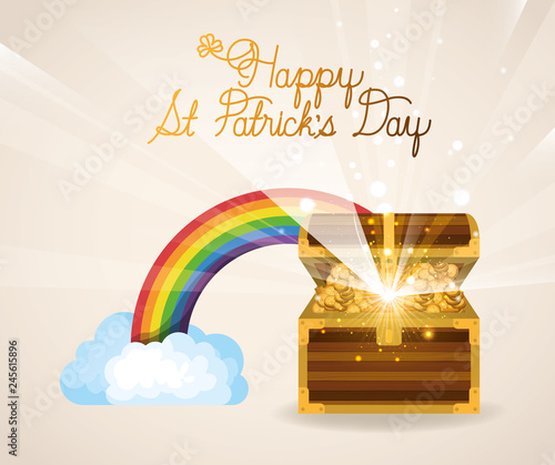 treasure chest with coins and saint patricks day font