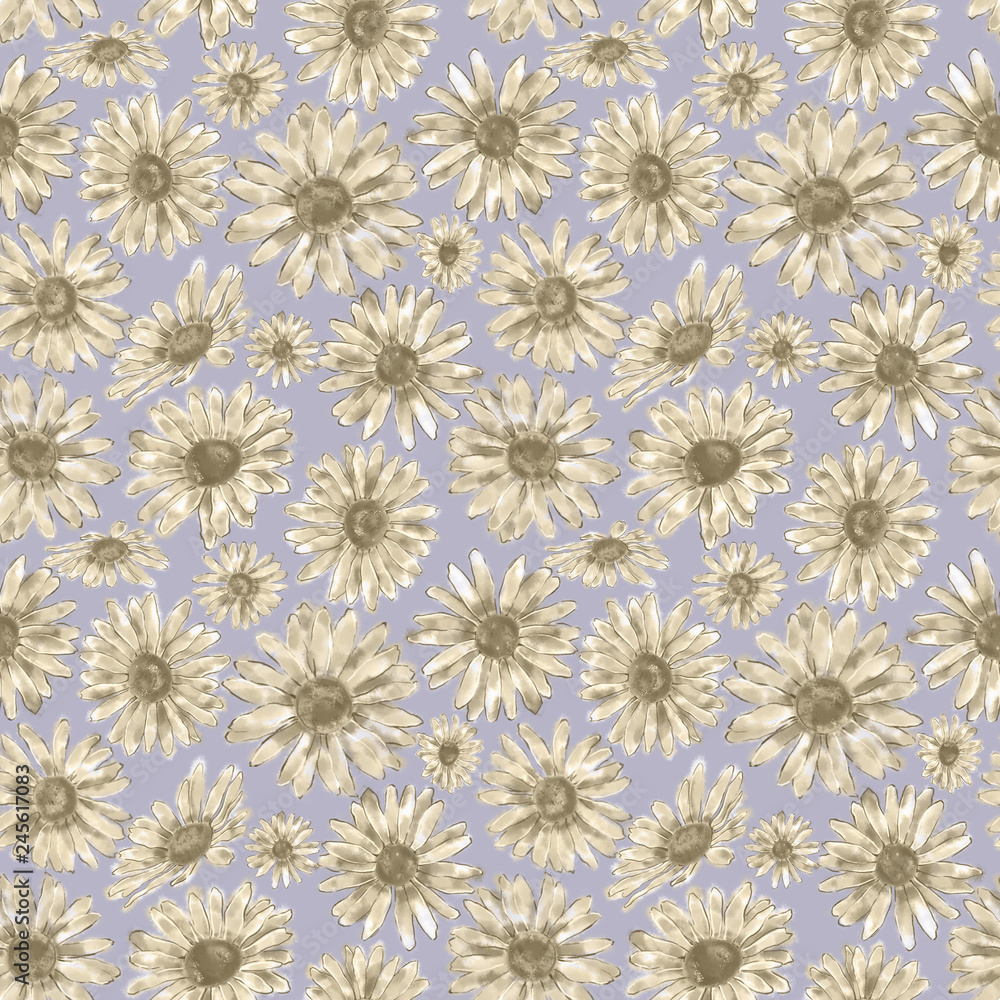 Daisy Seamless Pattern. floral Continuous Design for Background, Wallpaper, Wrapping Paper, and Textile. Daisy Seamless Pattern. floral Continuous Design for Background, Wallpaper, Wrapping Paper, and Textile.
