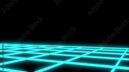 Light Blue Neon Holographic Grid Floor Moving In Different Directions Loopable Motion Graphic Element photo