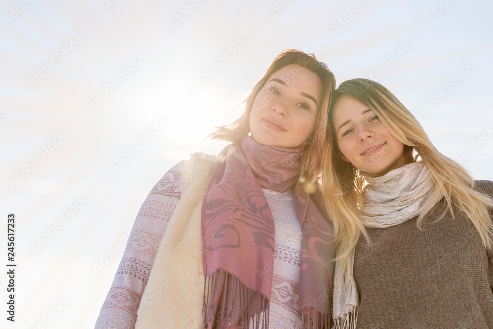 Fototapeta premium Portrait of two women with solar flare
