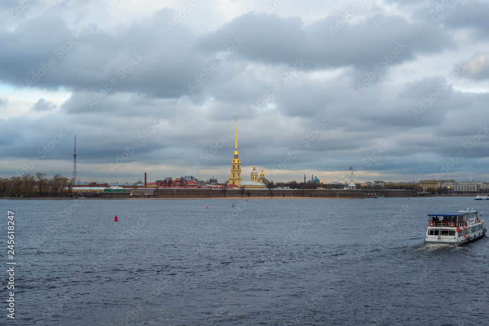 Neva river embankment in St. Petersburg