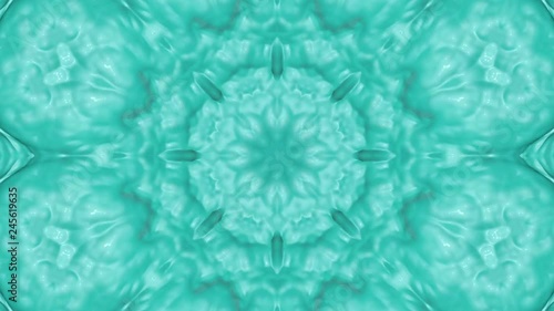 turquoise animated patterns. abstract kaleidoscope background. 3d render photo