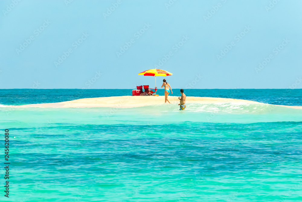 One of Many Small, Sandy Islands on the Caribbean Coast of Venezuela that Are Very Popular for Tourism, Close to Town Chichiriviche, Morrocoy National Park