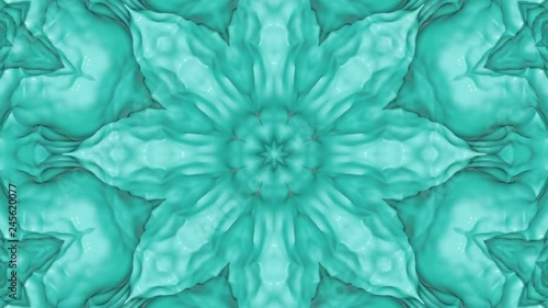 turquoise animated patterns. abstract kaleidoscope background. 3d render photo