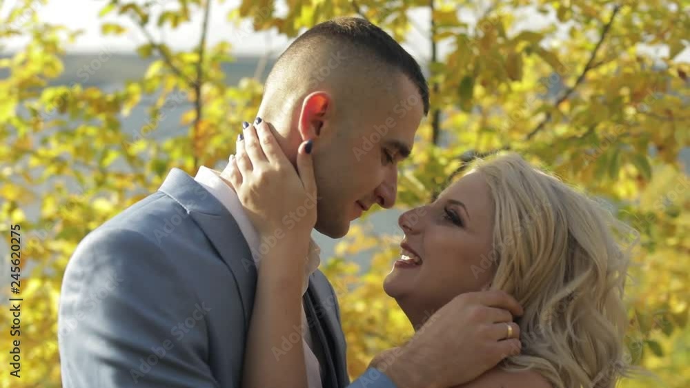 Wedding couple. Lovely groom and bride. Slow motion Wedding couple. Lovely groom and bride. Slow motion