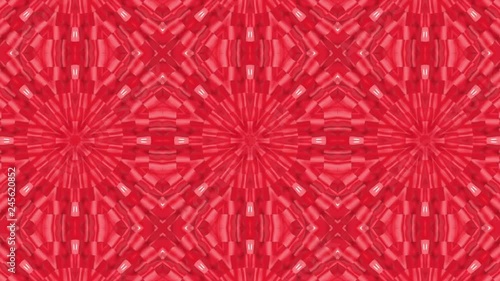 red animated patterns. abstract kaleidoscope background. 3d render photo