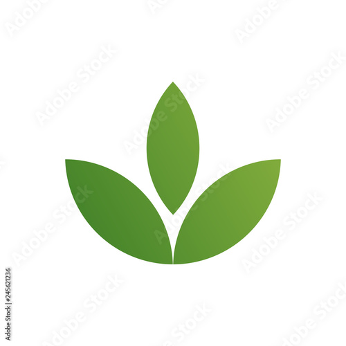 Three Green sprouts, sprigs, raw with silhouette leaf. Vector Illustration Isolated on white. Logo for eco company, agriculture, nature firm, ecology, healthy organic and farm fresh food.