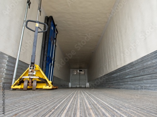 inside an empty semi trailer