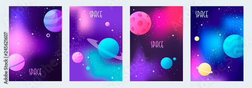 set of space backgrounds. template banner, cover, flyer. vector illustration.