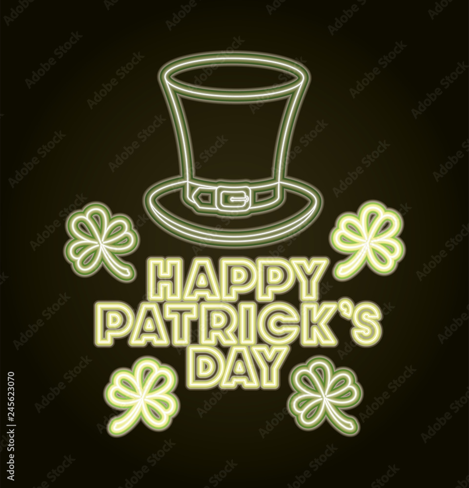 st patricks day neon label with hat lemprechaun st patricks day neon label with hat lemprechaun