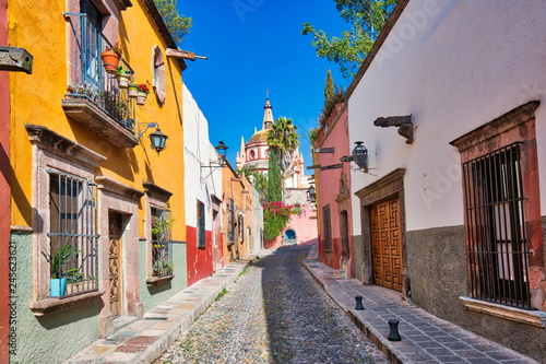 Mexico, Colorful buildings and streets of San Miguel de Allende in historic city center photo