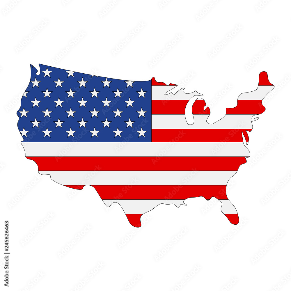 map of USA - flag map of USA - flag