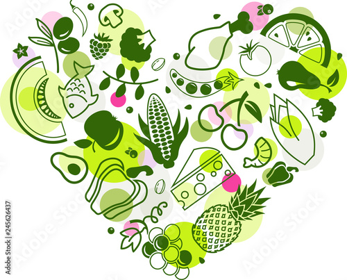 colourful & healthy food background - vector illustration