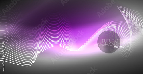 Neon lines wave background. Abstract composition