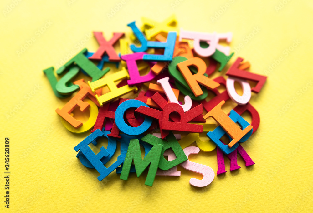colored letters on a light background. day of knowledge. school. colored letters on a light background. day of knowledge. school.