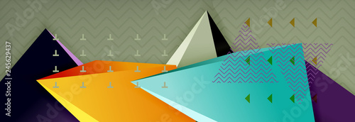 3d triangular shapes geometric background. Origami style pattern with triange shapes for decorative design. Poster design. Line design. Modern presentation template