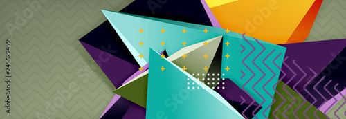 3d triangular shapes geometric background. Origami style pattern with triange shapes for decorative design. Poster design. Line design. Modern presentation template