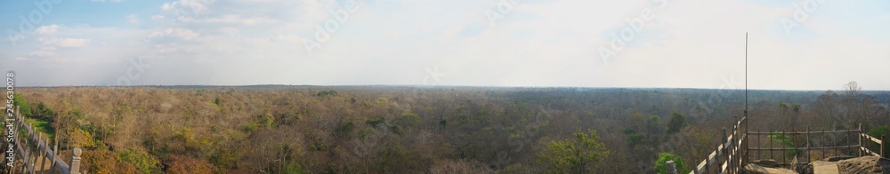 Siem Reap,Cambodia-January 10, 2019: View from a top of pyramid of Prasat Thom in Koh Ker in Siem Reap, Cambodia