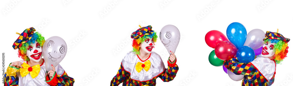 Funny male clown isolated on white Funny male clown isolated on white