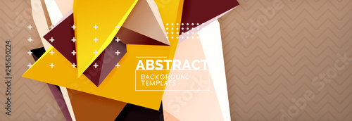 3d triangular shapes geometric background. Origami style pattern with triange shapes for decorative design. Poster design. Line design. Modern presentation template